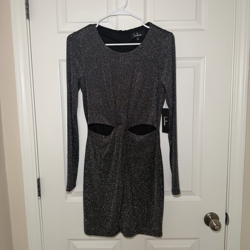Lulu's Sparkling Black Cutout Dress